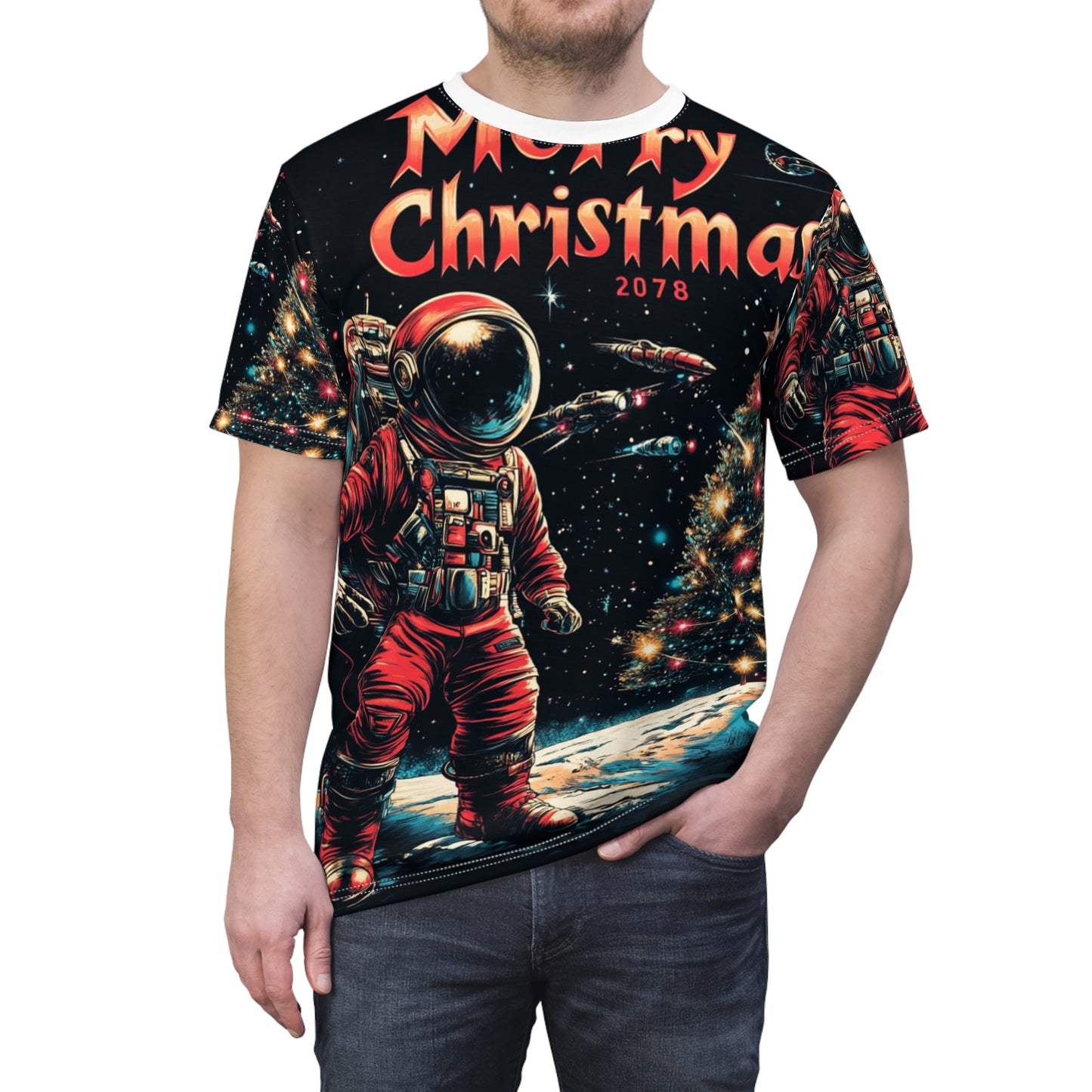 Space Suit Santa Claus Tee Unisex (XL) Only One Made-No Restocking.