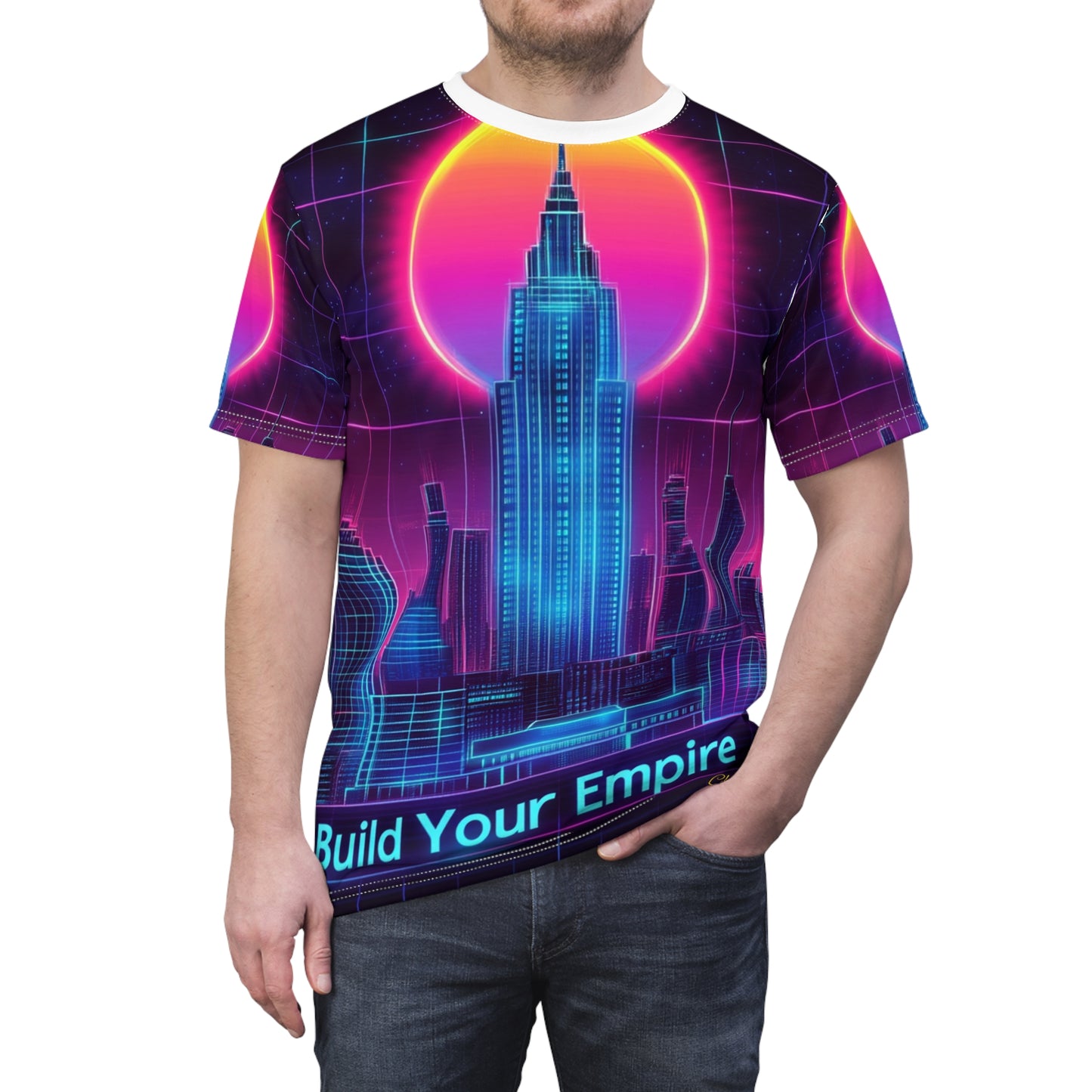 Neon City Skyline Tee - Build Your Empire