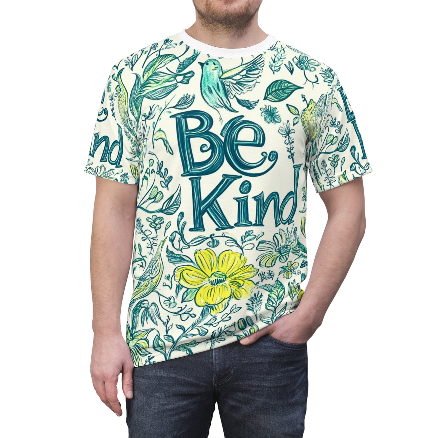 Graphic Tee with Hand-Drawn 'Be Kind' Design