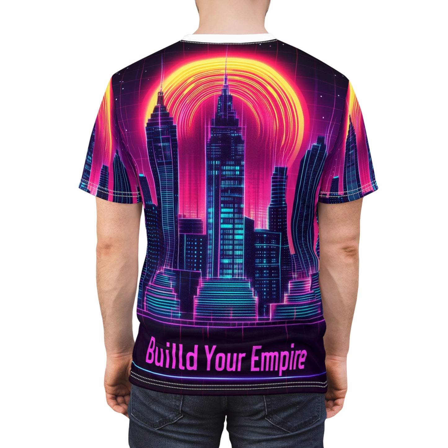 City Skyline Glow Tee - Build Your Empire Slogan