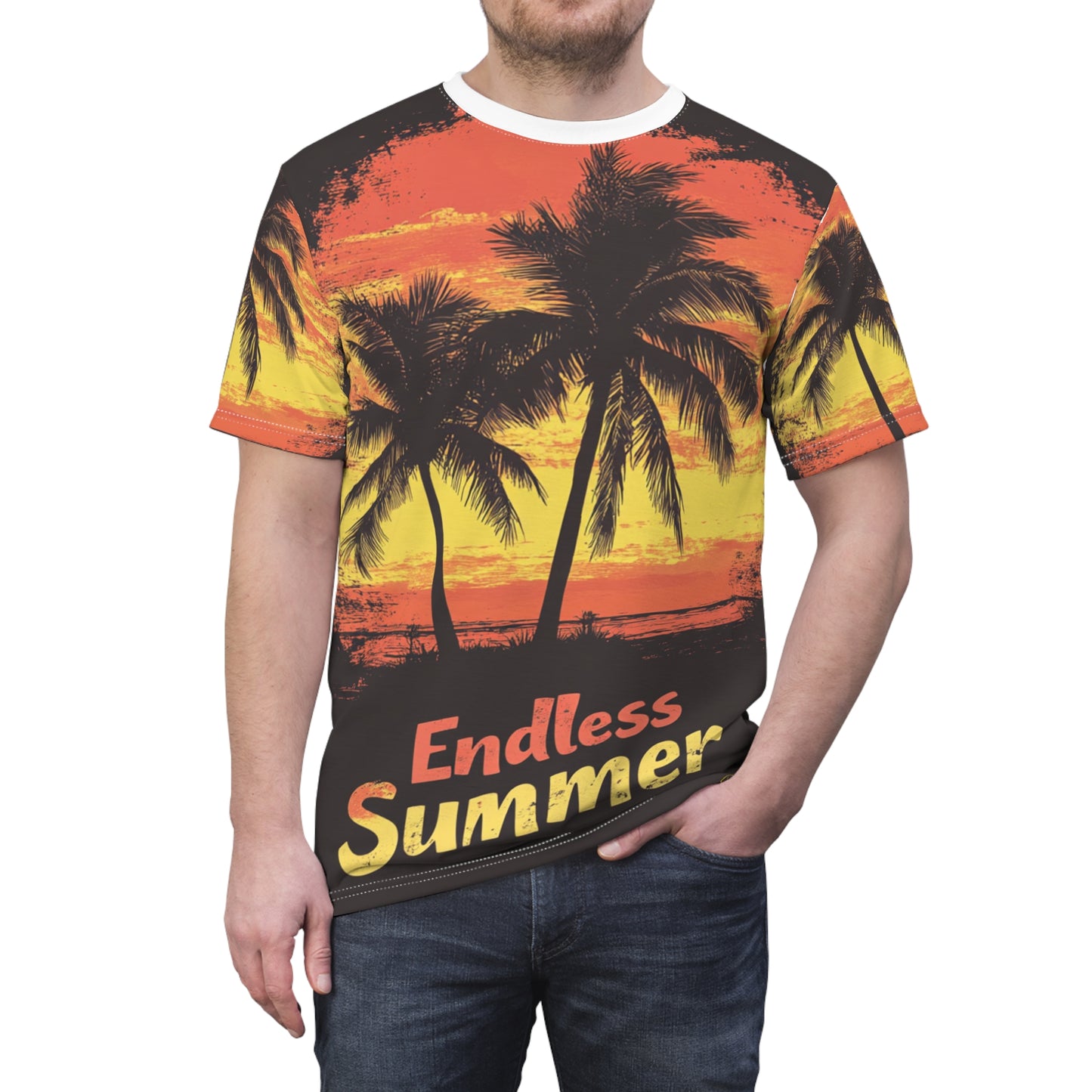 Sunset Tee - Endless Summer Retro Unisex Cut & Sew Shirt