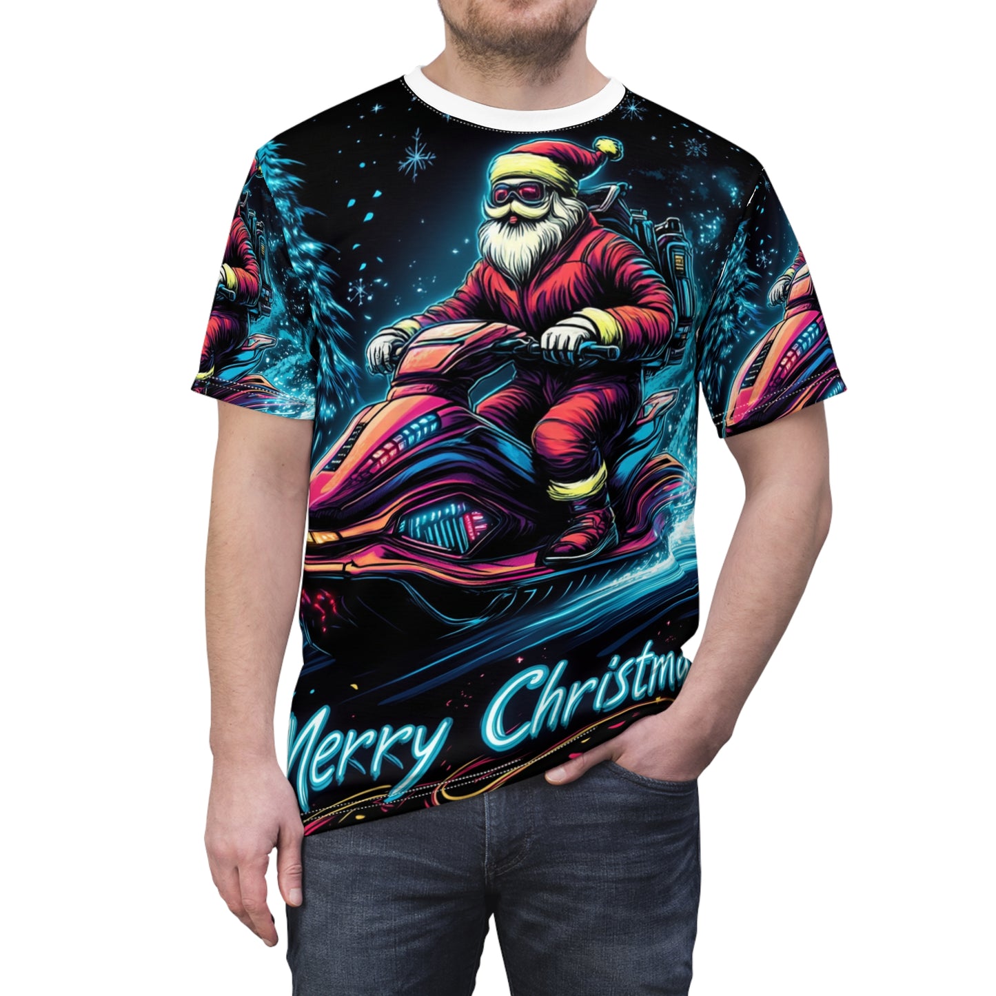 Santa on Jet Ski Unisex Tee (S) Only One Made- No Restocking