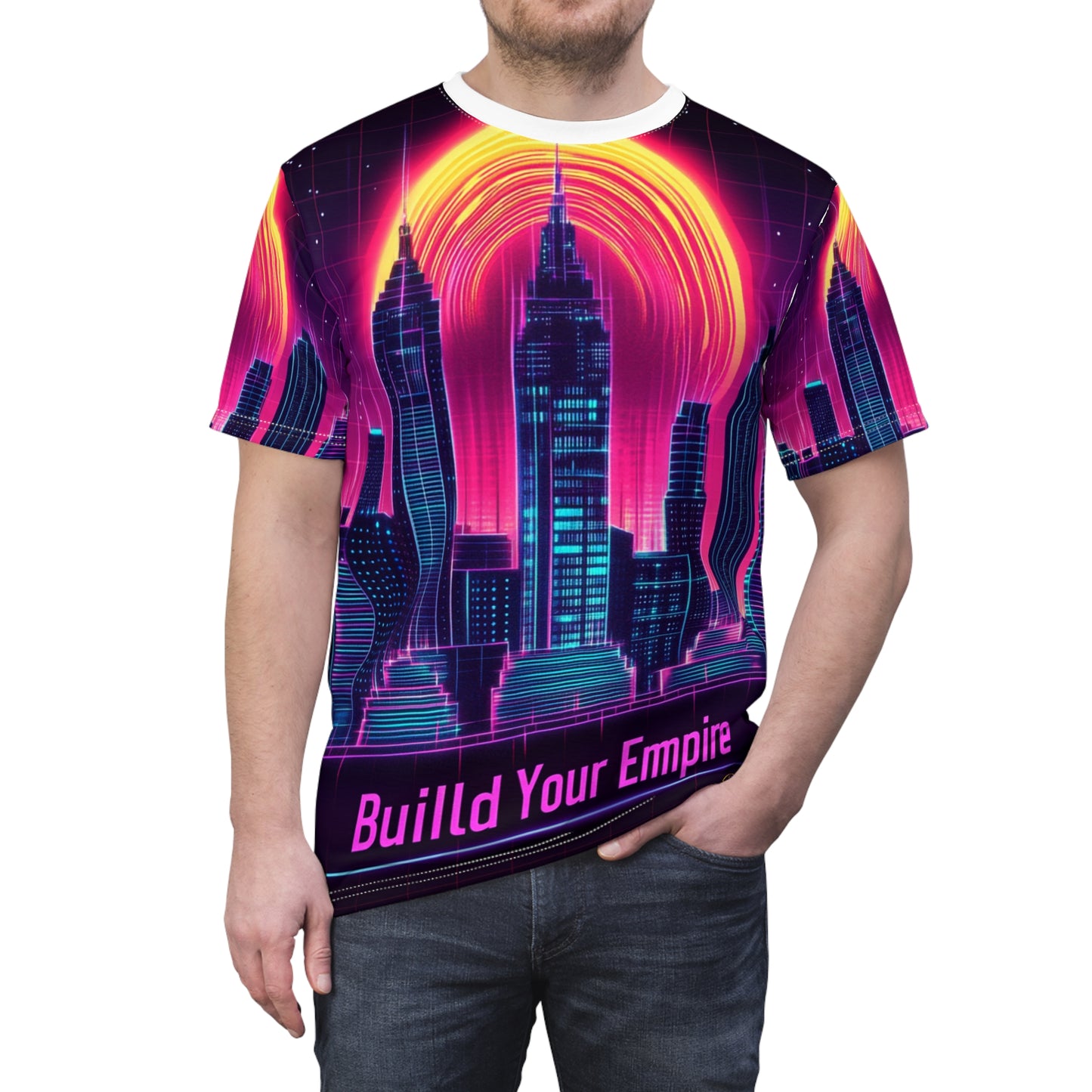 City Skyline Glow Tee - Build Your Empire Slogan