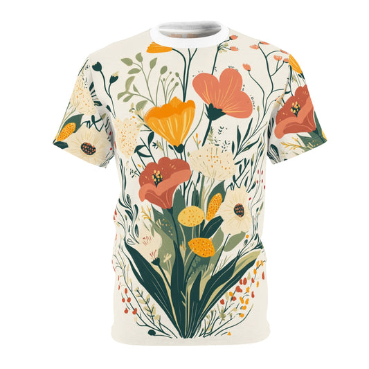 Illustrated Tee - Hand-Drawn Floral & Animal Design