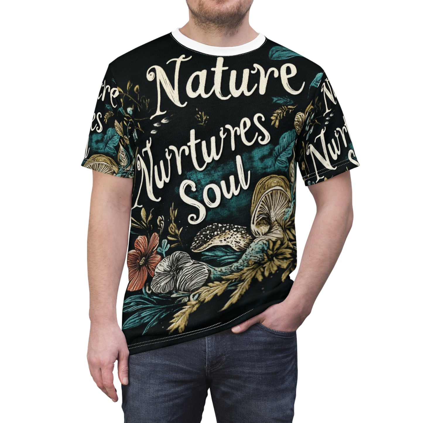 Whimsical Tee with Hand-Drawn Illustrations in Soft Colors